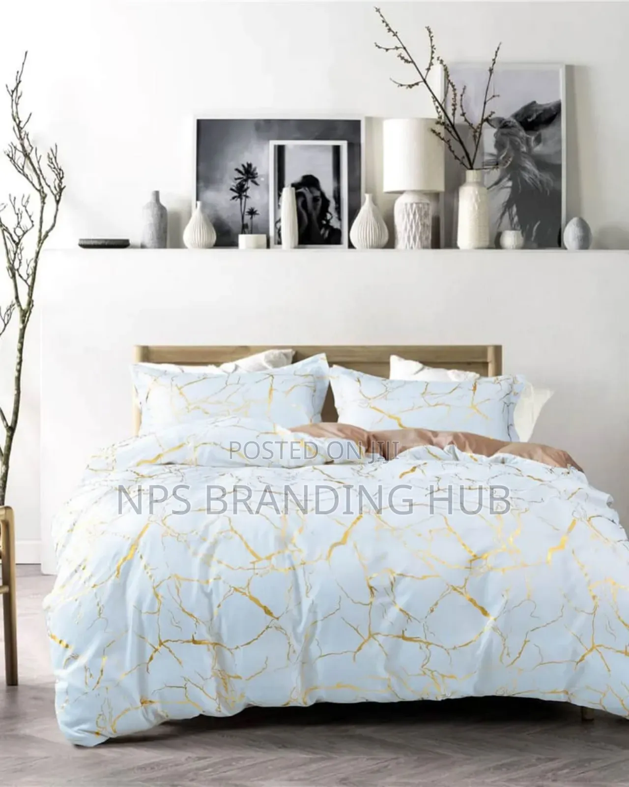 Gold Marble Texture Foil Style Duvet Cover Set Size:6*6/6*7 Sk