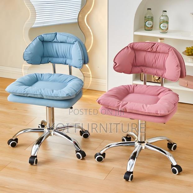 Barstool; Upholstred Home Office Leather Barstool With Backrest - thumbnail 4