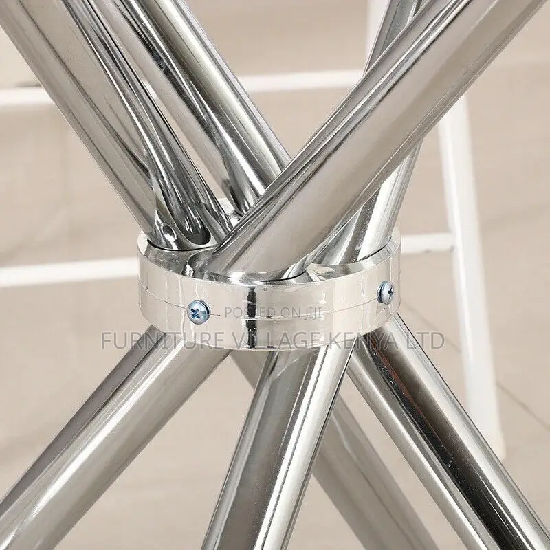 Dining Table; Round Dining Table Chrome Legs Tempered Glass Top
