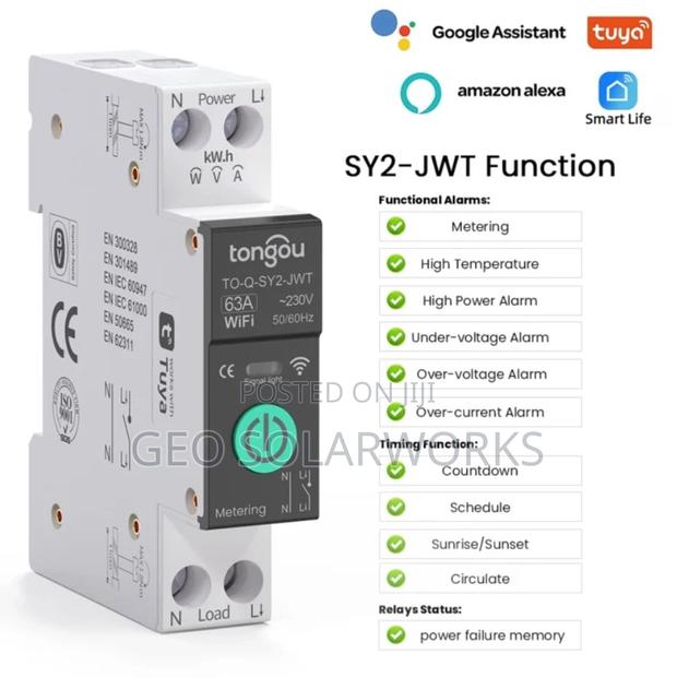 Wifi Smart MCB 32a/63a Circuit Breaker With Power Metering 63a