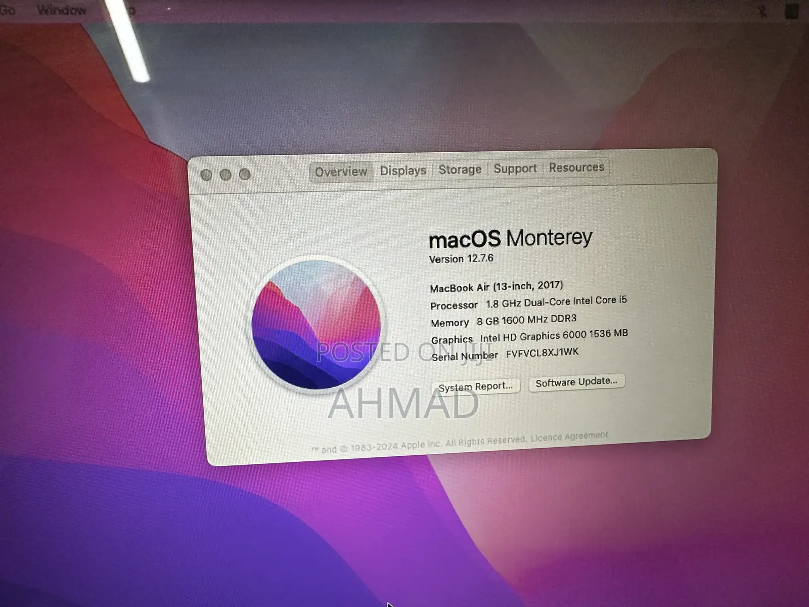 Laptop Apple MacBook Air 8GB Intel Core i5 SSD 256GB