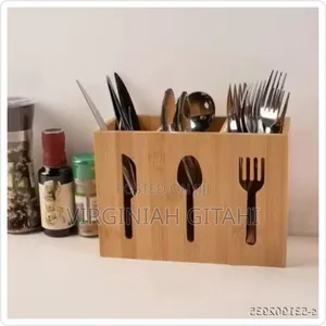 New in 3 Slot Bamboo Cutlery Organizer Box