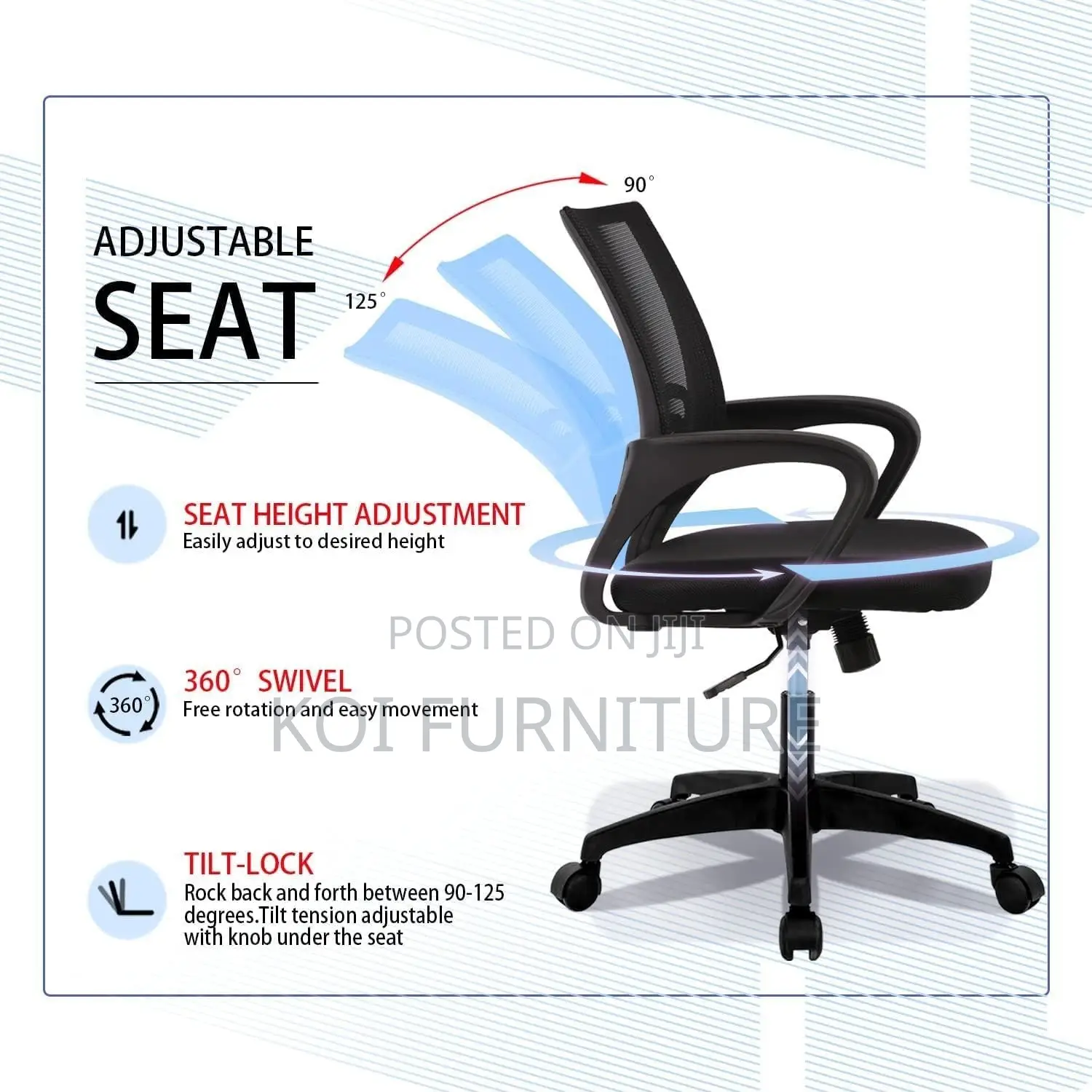 Office Chair; Ergonomic Design Clerical Office Mesh Seat
