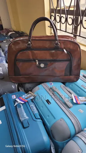 Leather Travel Duffle Bag Brown 