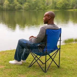 Foldable Metallic Frame Waterproof Canvas Camping Chair With Armrest
