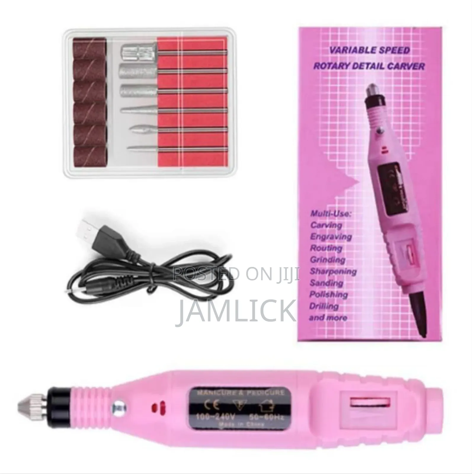 Variable Speed Rotary Nail Drill Machine – 5 Drill Bits Set - Dv