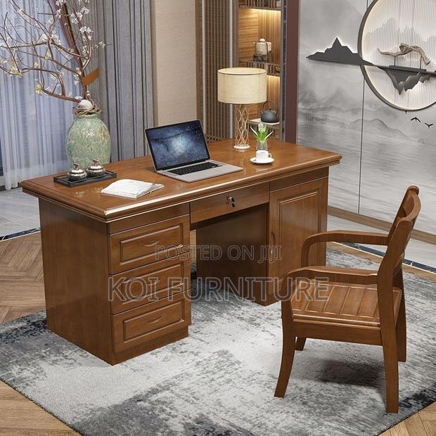 Office Desk; 1.4 Meters Functionality Executive Mahogany Desk - thumbnail 3