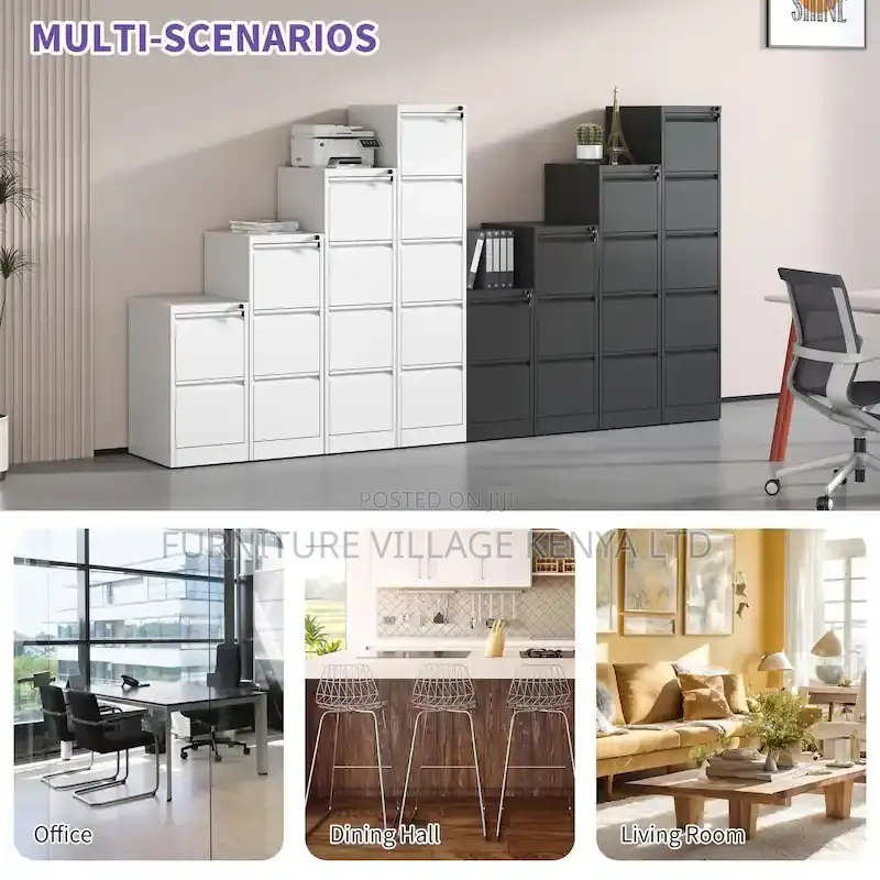Office Cabinet; 3 Drawer Metal Vertical File Cabinet With Lock