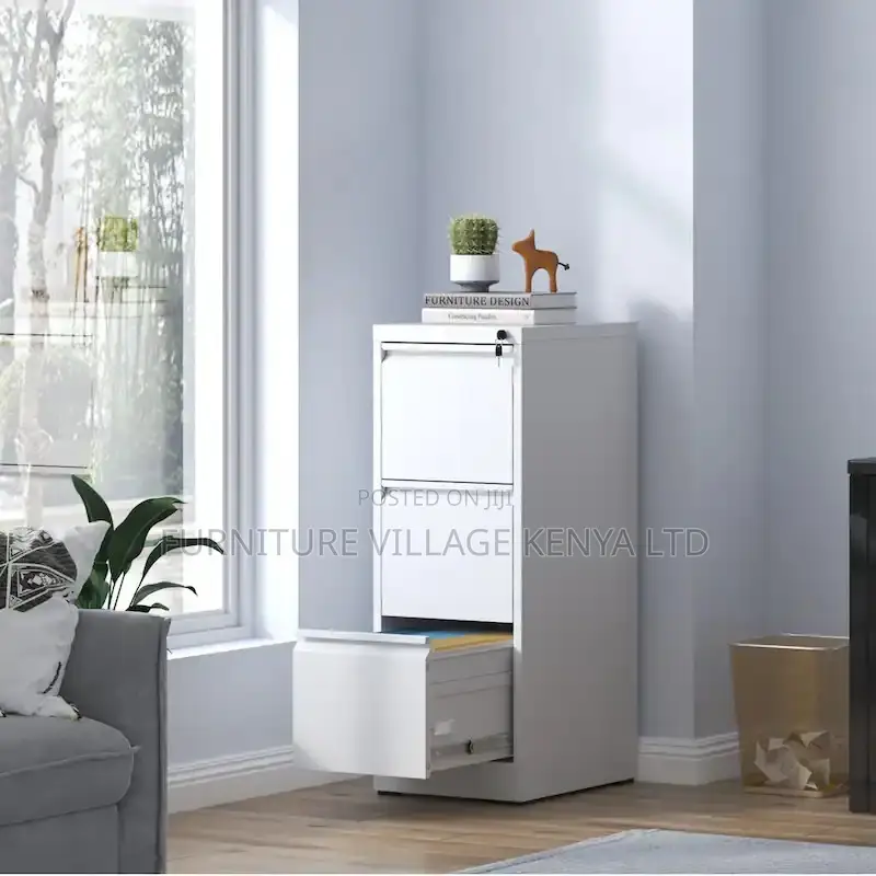 Office Cabinet; 3 Drawer Metal Vertical File Cabinet With Lock