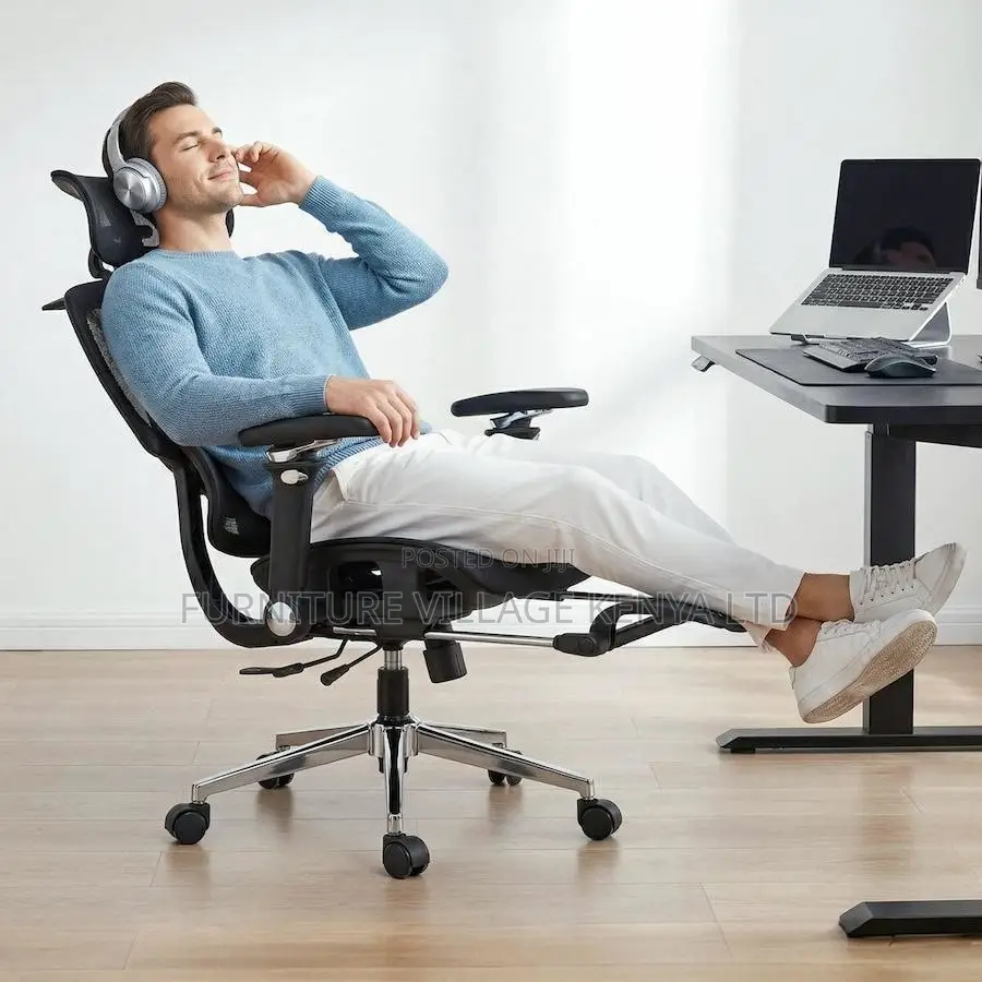 Office Chair; Orthopedic High Back Office Chair With Footrest
