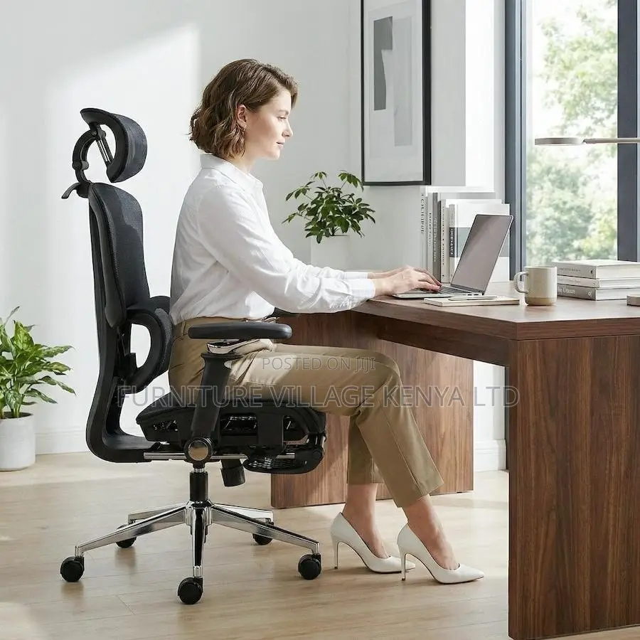 Office Chair; Orthopedic High Back Office Chair With Footrest