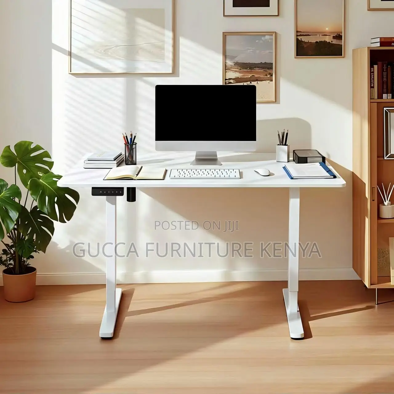 White Smart Sit Stand Electric Adjustable Table