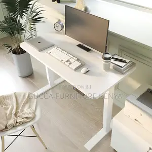 White Smart Sit Stand Electric Adjustable Table