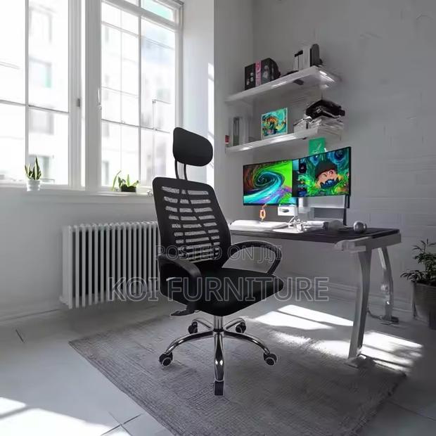 Office Chair; Adjustable Home Office Mesh Black Chair - thumbnail 3