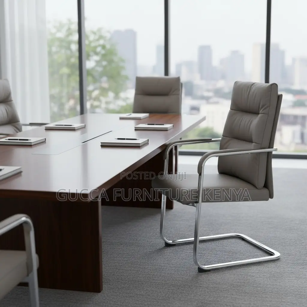 Gray Leather Executive Conference Room Chair