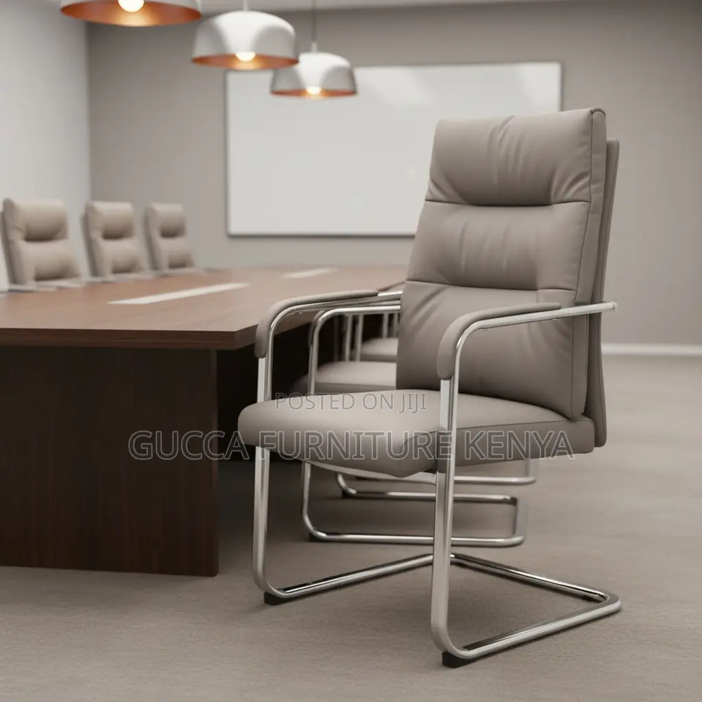 Gray Leather Executive Conference Room Chair
