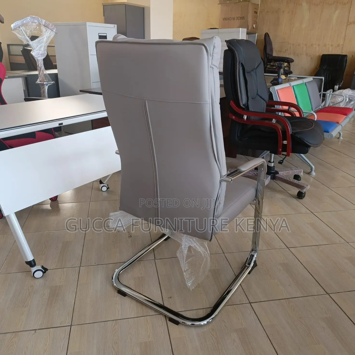 Gray Leather Executive Conference Room Chair