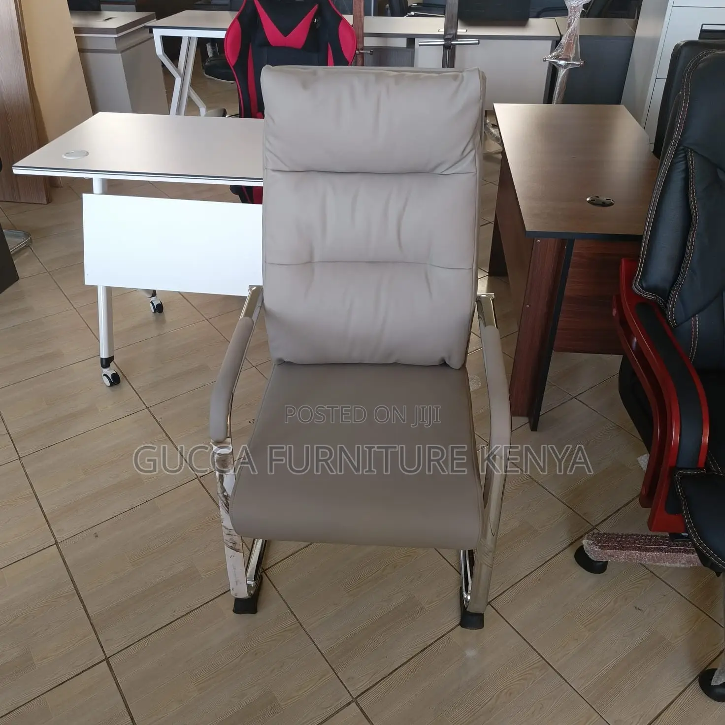 Gray Leather Executive Conference Room Chair