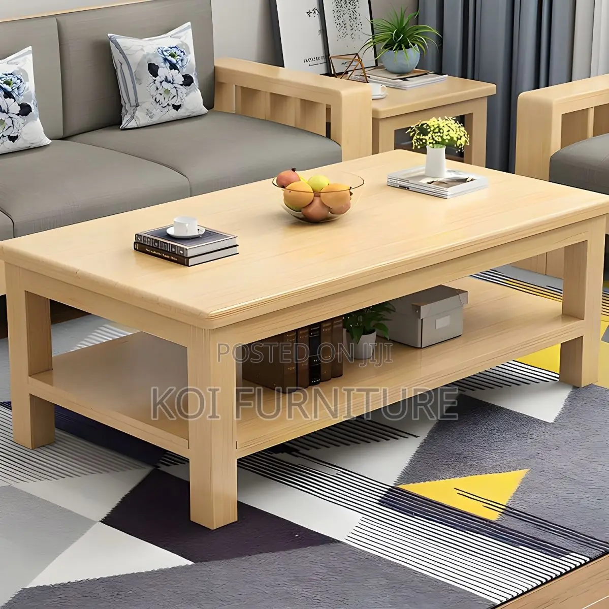 Coffee Table; Mahogany Brown Coffee Table With Under Storage