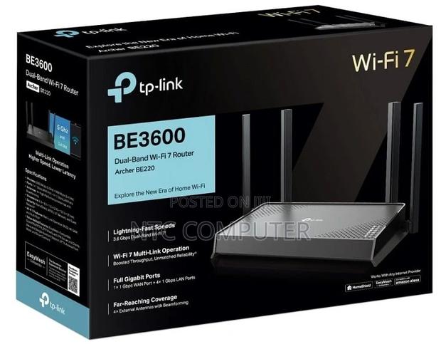Tp-Link Be3600 Wireless Dual‐Band Gigabit Wi‐Fi 7 Router -Archer Be220