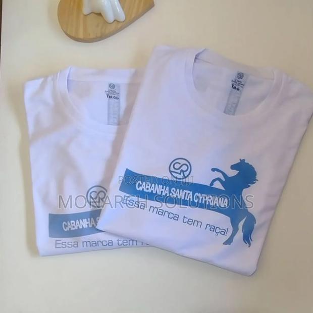 White Tshirts With Blue Brand