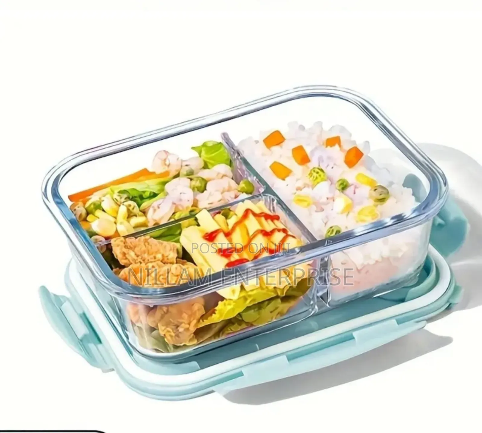 High Borosilicate Glass Partitioned Lunchbox.