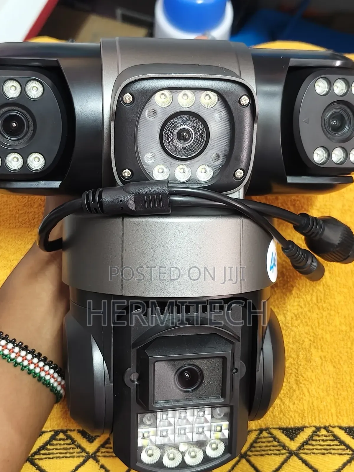 Pan Tilt Security Camera Triple Lens 4g Electric Ethernet Cable