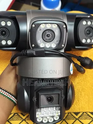 Pan Tilt Security Camera Triple Lens 4g Electric Ethernet Cable