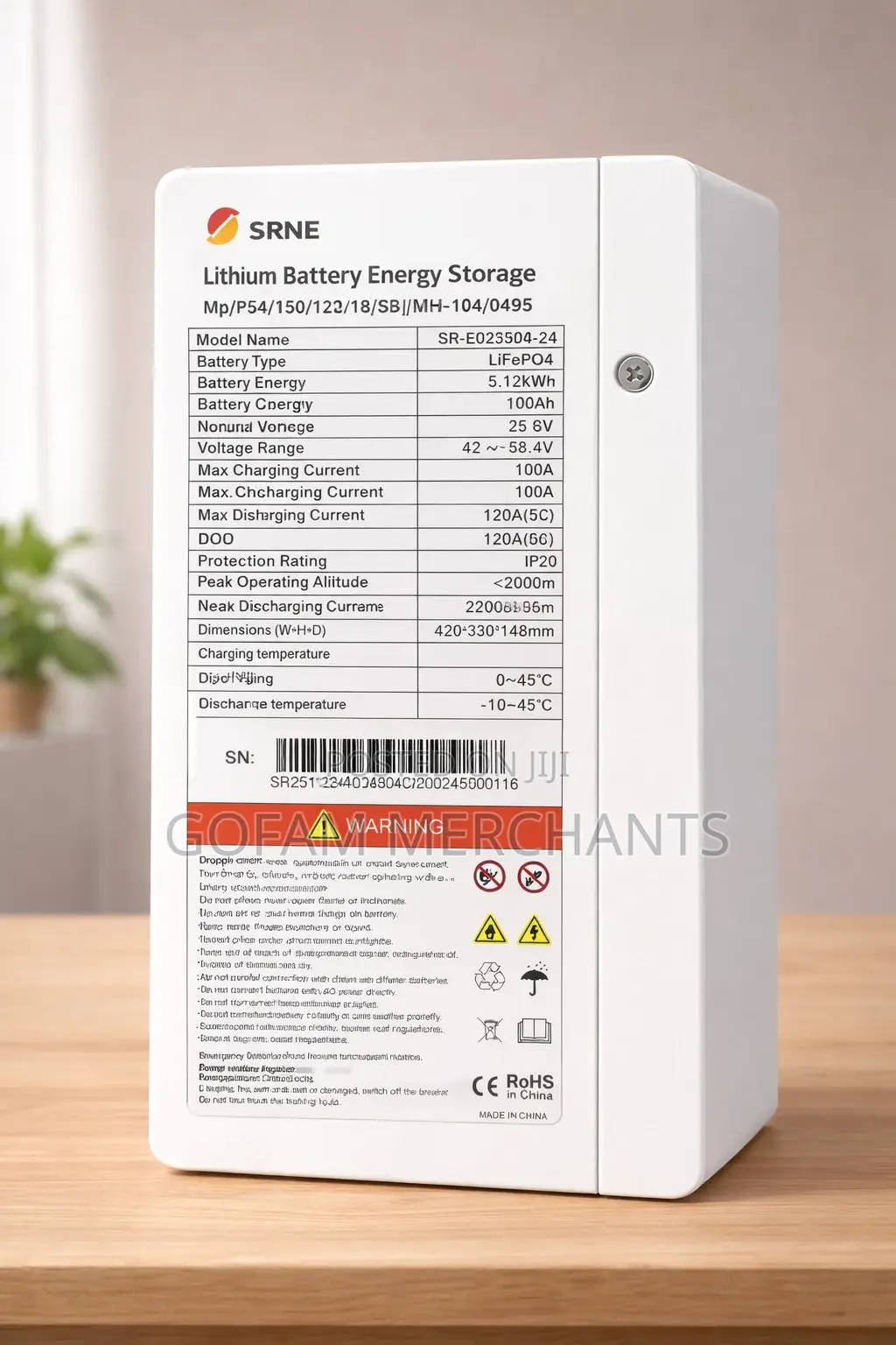 Srne 2.56kwh Lithium Battery 25.6v 100ah, Eos02b