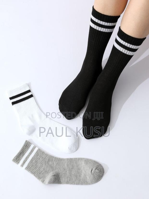 Multi-Use Striped Crew Socks 3 Pairs (Sports, School Office)