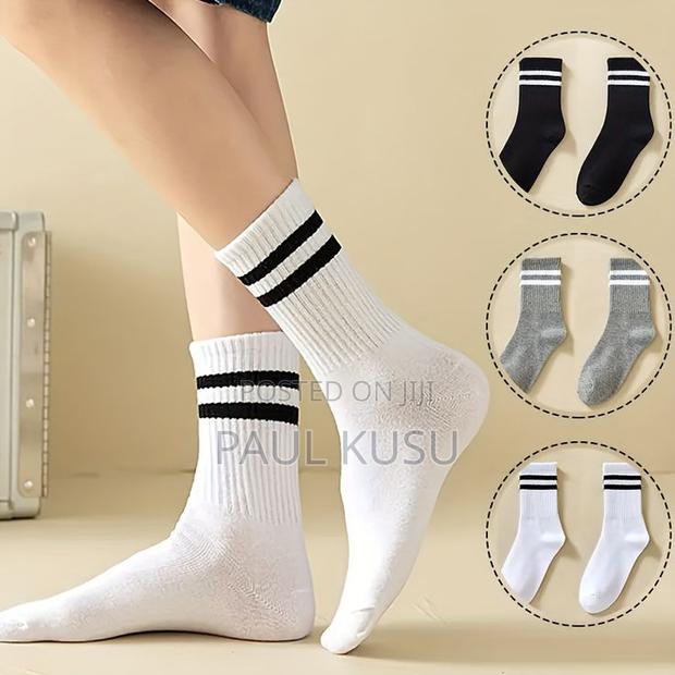 Multi-Use Striped Crew Socks 3 Pairs (Sports, School Office) - thumbnail 3