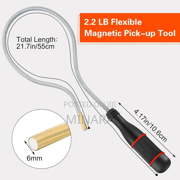 2 Pcs, Magnetic Pickup Tool, Bendable Rod and Telescopic Pick-Up Tools - thumbnail 2