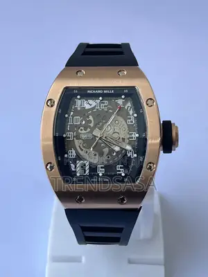 Richard Mille 010 Rose Gold Black Rubber Straps Watch