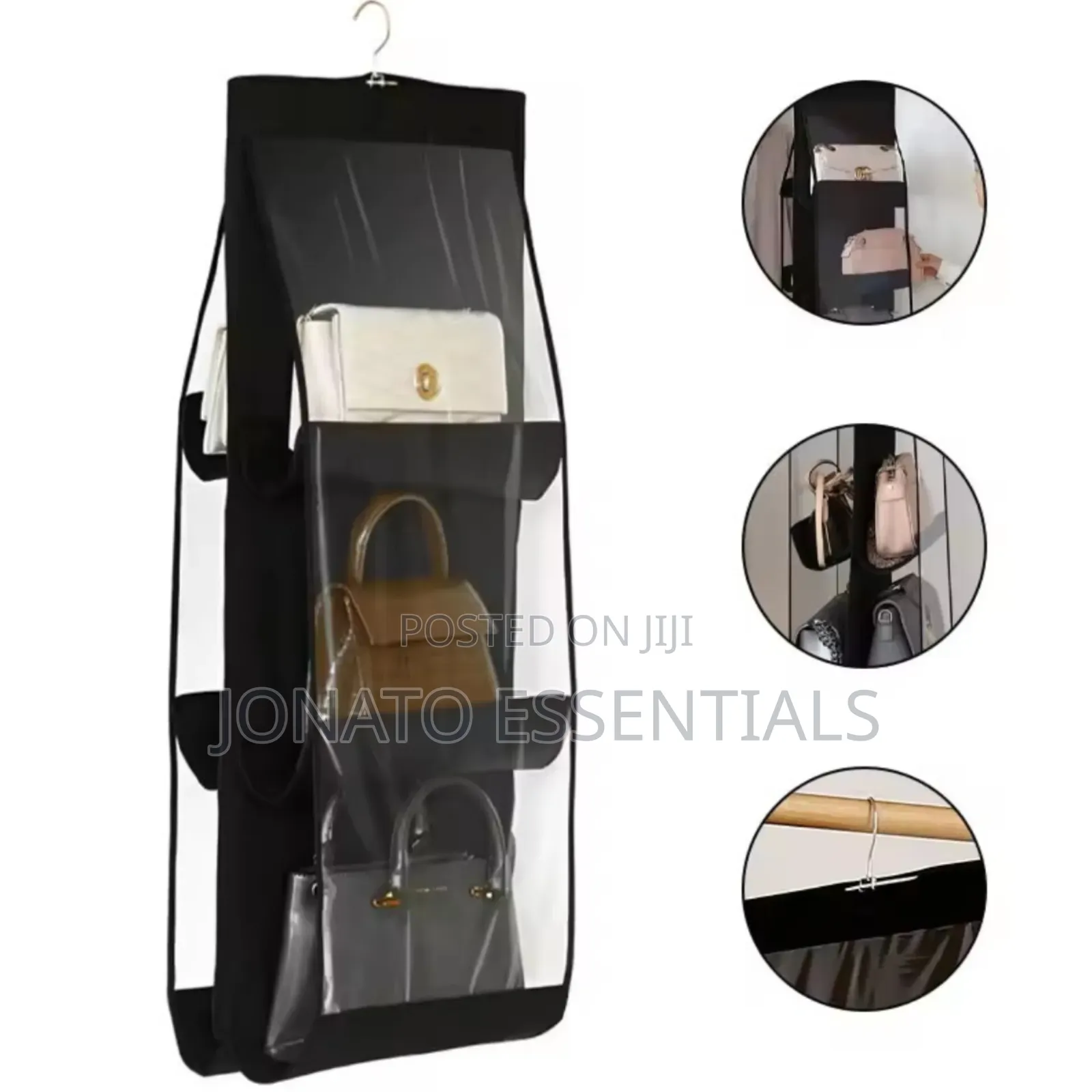 6-Pocket Hanging Handbag Organizer Closet Storage Bag Holder