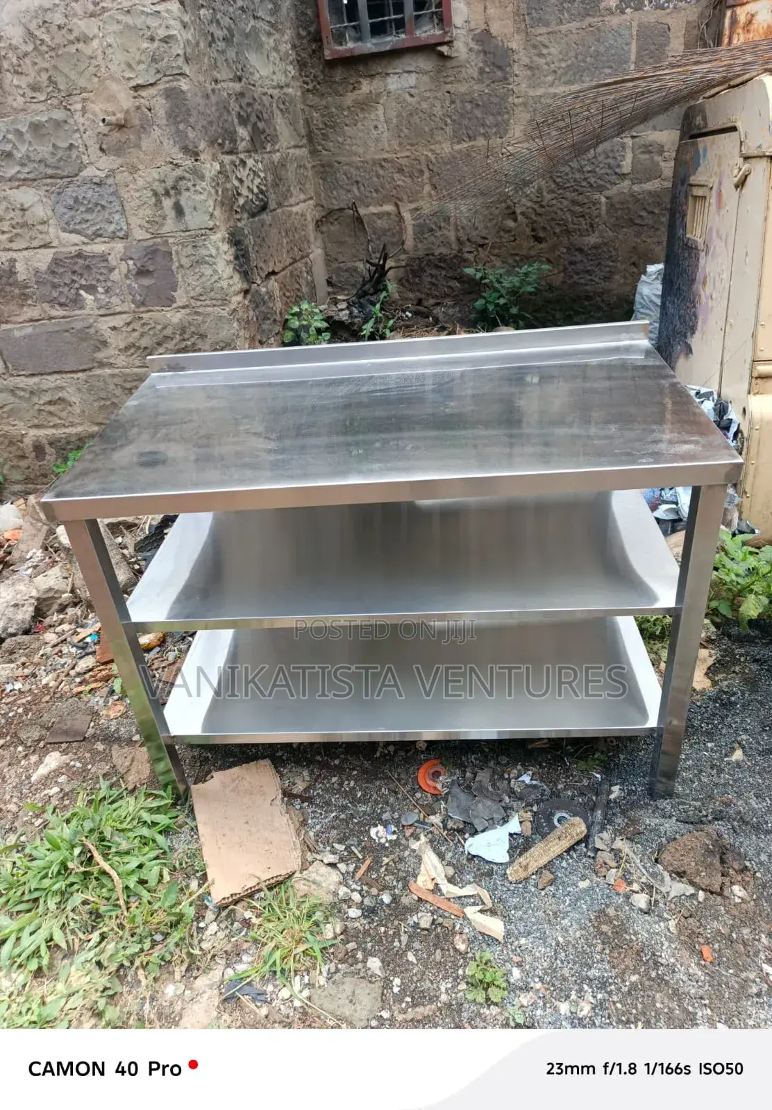 Stainless Table, 4 by 2 Feets With 2 Under Shelves