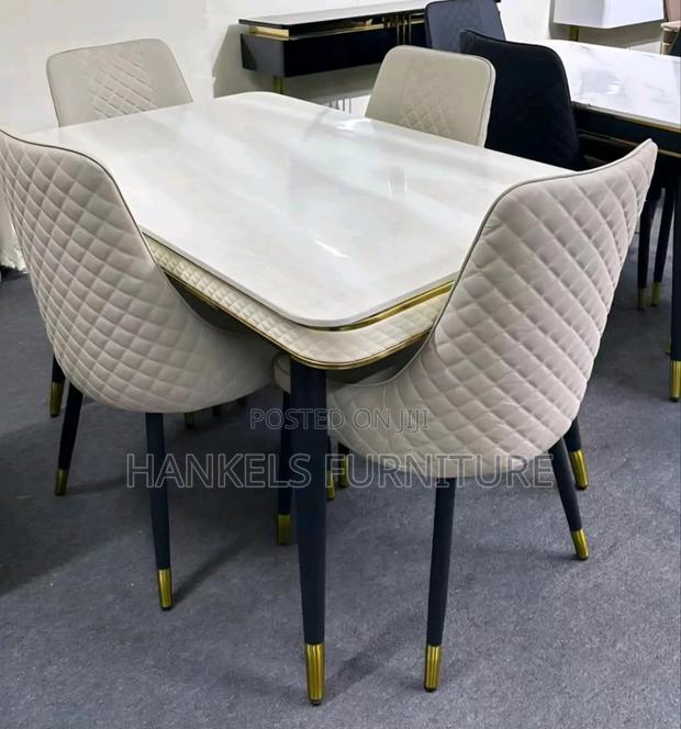 Stylish Modern Luxury Dining Set – Rectangular Faux Marble Table