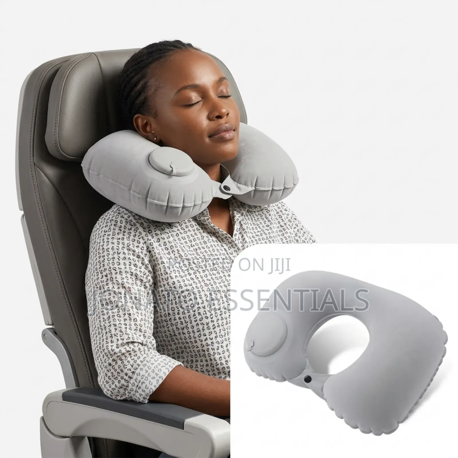 Inflatable Travel Neck Pillow With Built-in Pump - Portable U-Shaped