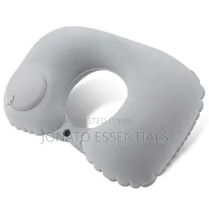 Inflatable Travel Neck Pillow With Built-in Pump - Portable U-Shaped