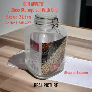 Bon Appetit Glass Storage Jar With Clip 3ltrs