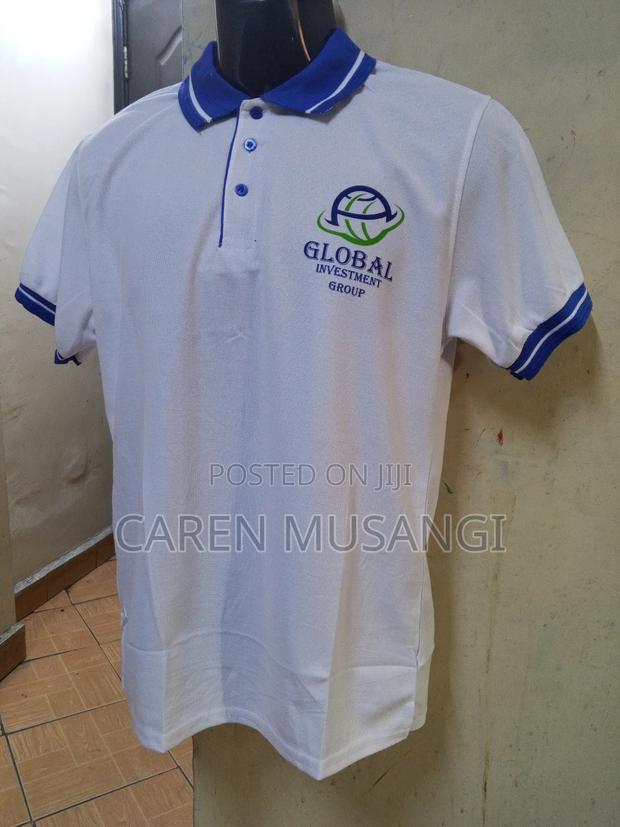 White Polo Shirt With Unique Front Print - thumbnail 2