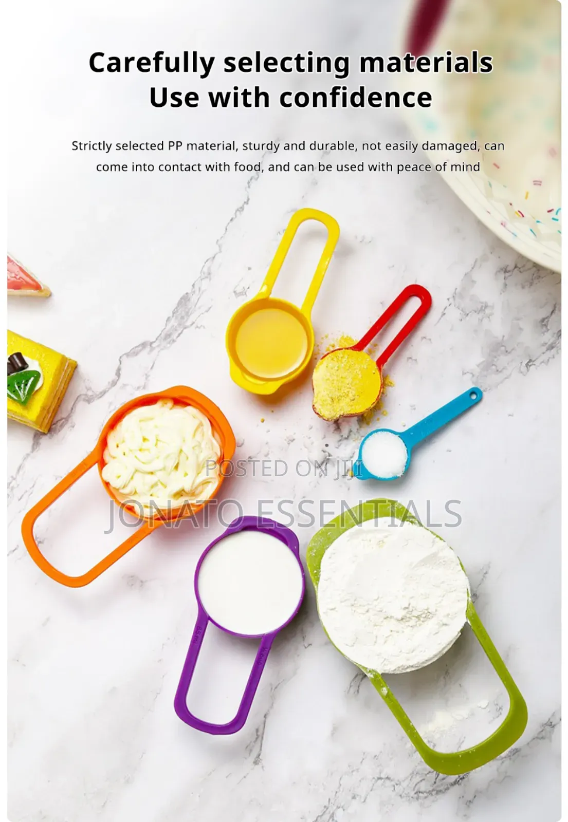 Colorful Measuring Cups and Spoons Set - 6 Piece Kitchen Baking Tools