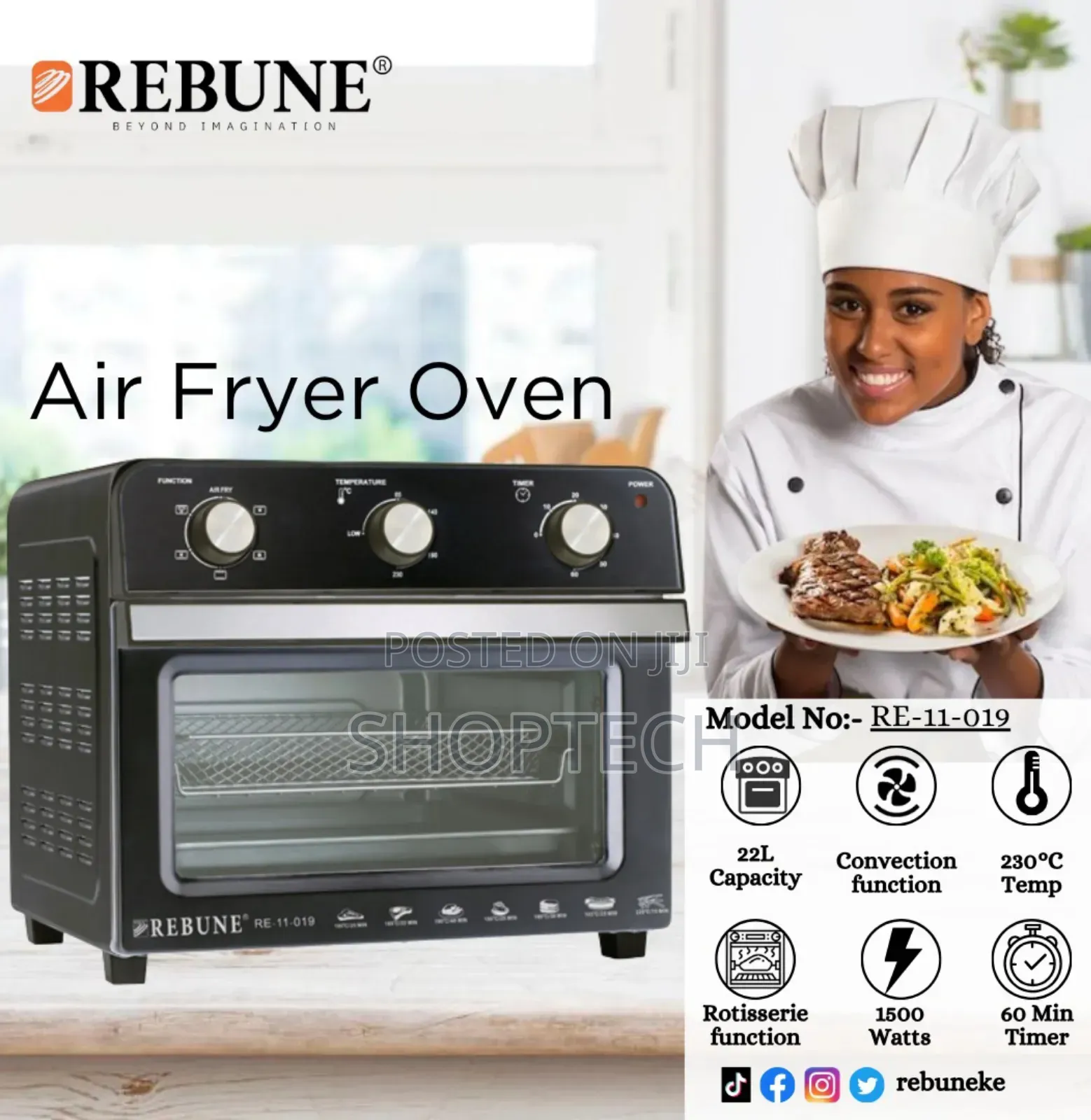 22 Litres Rebune Airfryer Oven