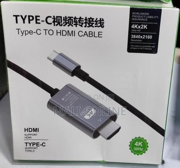 Type-C to Hdmi Cable 30hz Usb-C to Hdmi Adapter Uhd Video Cable