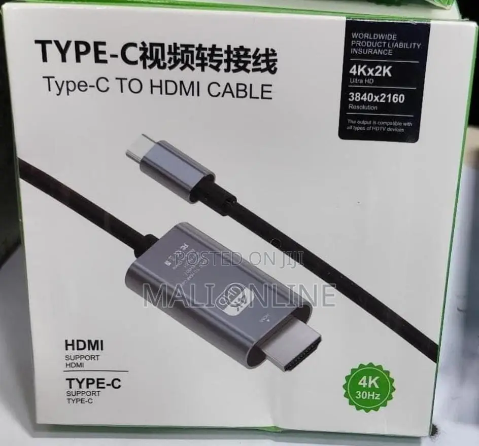 Type-C to Hdmi Cable 30hz Usb-C to Hdmi Adapter Uhd Video Cable