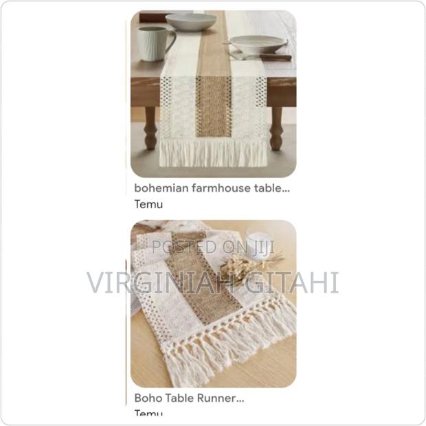 Boho Splicing Table Runner Blend of Cotton and Linen - thumbnail 2