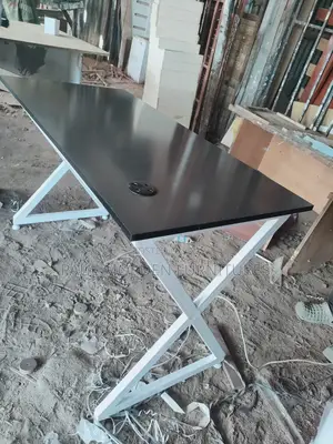 Modern Office Desk With Cable Hole _Strong Metal Frame Gloss Finish