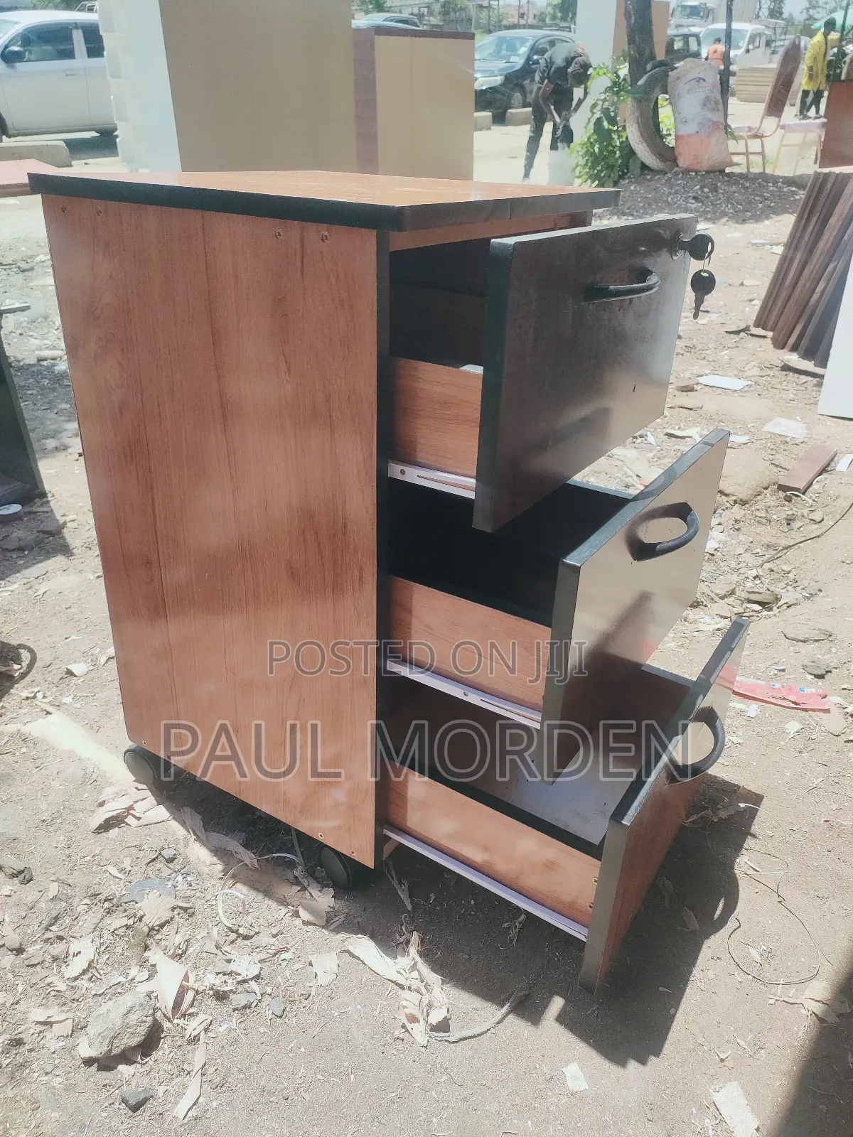 Premium Wooden Mobile Drawer Cabinet_lockable 3 Drawer