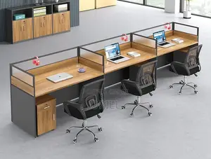 Office Workstations:- Modern 3-User Office Workstation Table