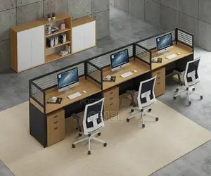 Office Workstations:- Modern 3-User Office Workstation Table