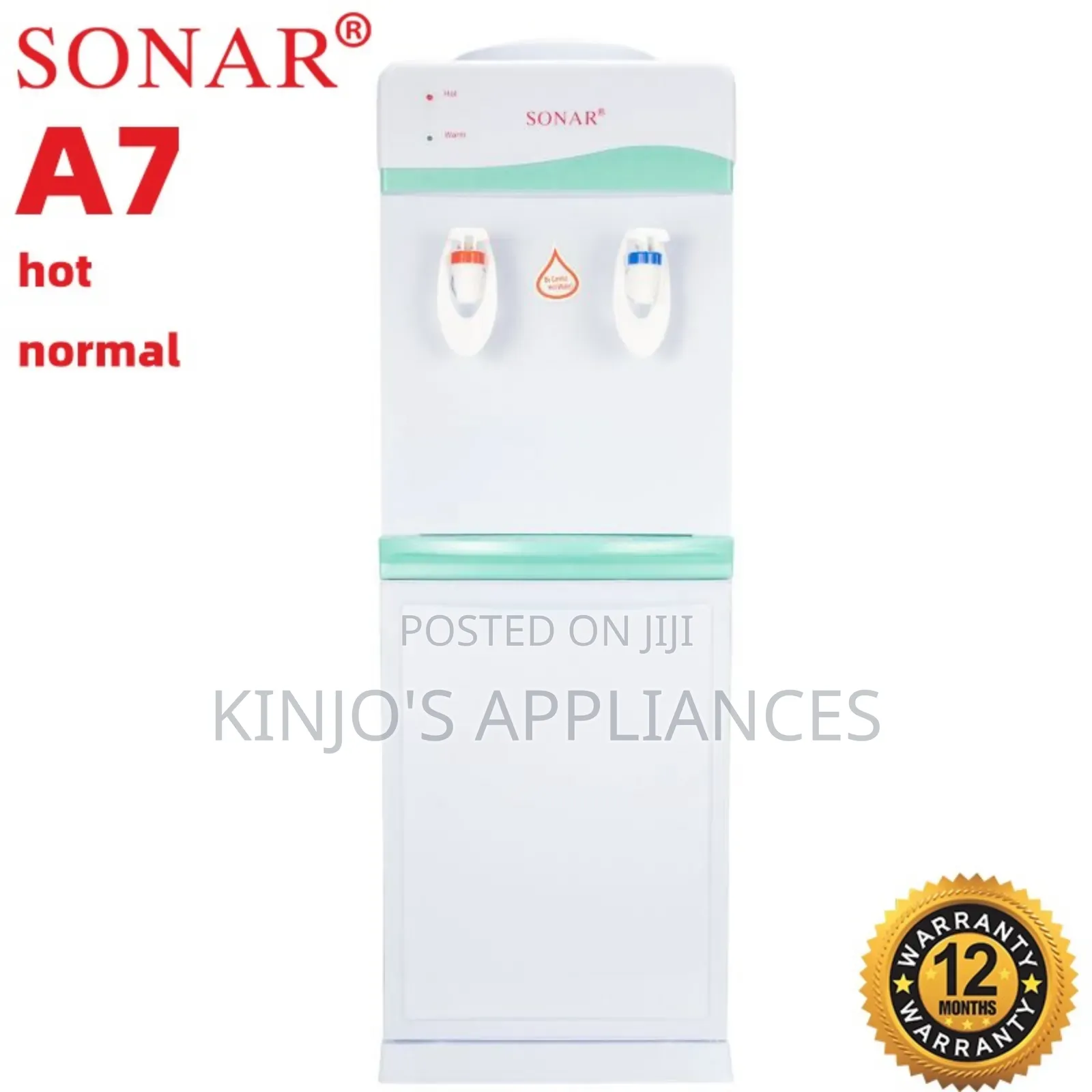 White Sonar A7 Hot and Normal Free Standing Water Dispenser